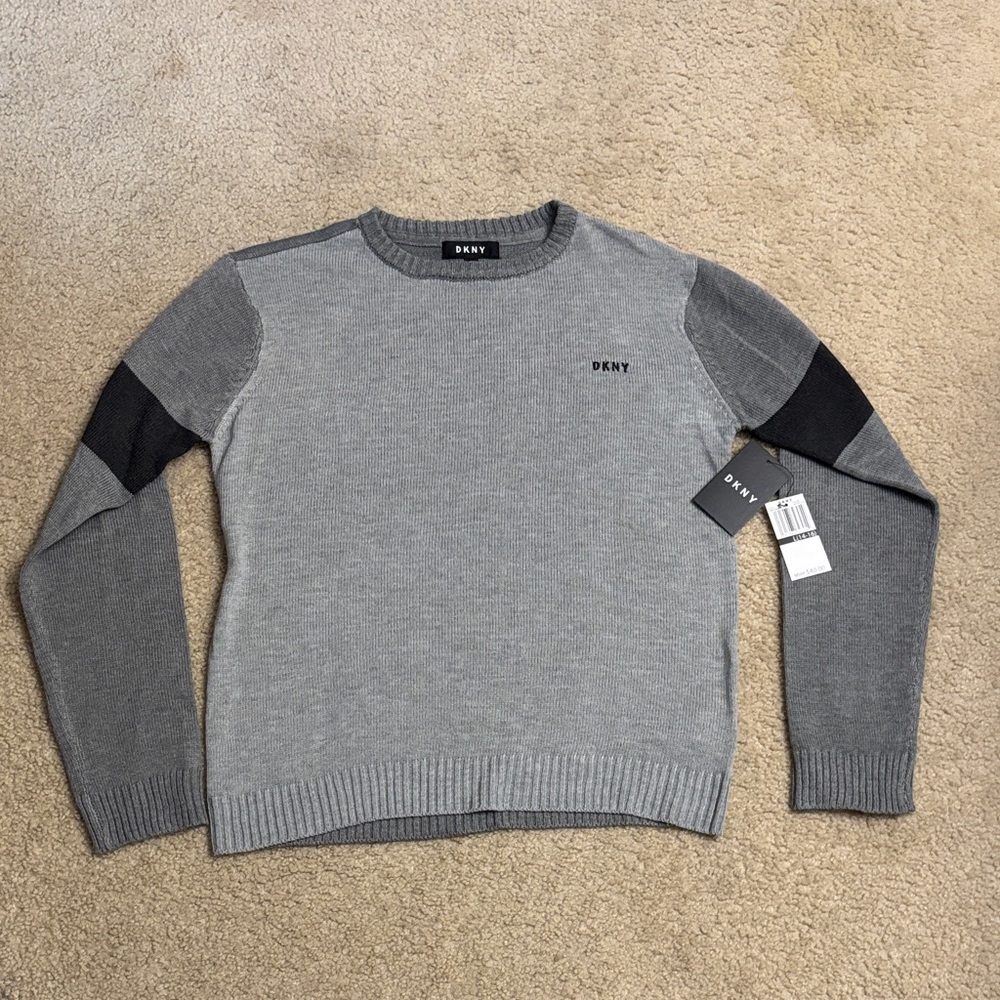 DKNY Men's Two-Tone Gray Crewneck Sweater